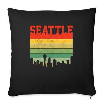 Seattle Washington Souvenir Gift - Sofa pillowcase 17,3'' x 17,3'' (45 x 45 cm) - black - Front