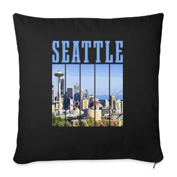 Seattle Washington Souvenir Gift - Sofa pillowcase 17,3'' x 17,3'' (45 x 45 cm) - black - Front