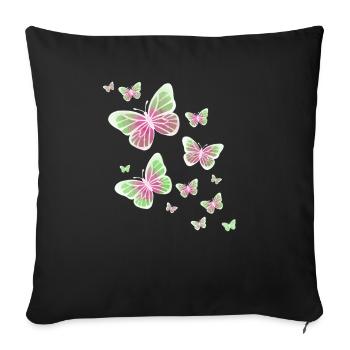 Papillon, Papillon, Animal, Coloré, Couleur - Housse de coussin décorative 45 x 45 cm - noir - Devant
