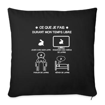 Hasen-Freizeitgeschenk - Sofakissenbezug 45 x 45 cm - Schwarz - Vorne
