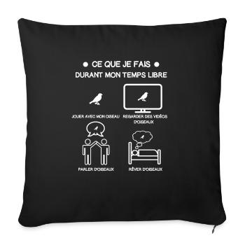 Bird Free Time Gift - Sofa pillowcase 17,3'' x 17,3'' (45 x 45 cm) - black - Front
