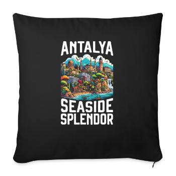 Antalya Turkey Travel Vacation I Love Turkey - Sofa pillowcase 17,3'' x 17,3'' (45 x 45 cm) - black - Front