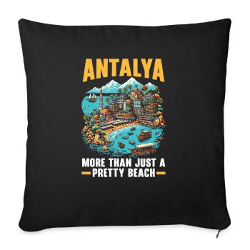 Antalya Turquie Voyage Vacances J’aime la Turquie - Housse de coussin décorative 45 x 45 cm - noir - Devant