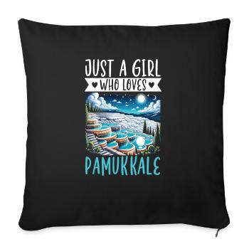 Pamukkale Turkey Travel Vacation I Love Turkey - Sofa pillowcase 17,3'' x 17,3'' (45 x 45 cm) - black - Front