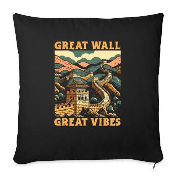 Grande Muraille De Chine Voyage Vacances Chinois - Housse de coussin décorative 45 x 45 cm - noir - Devant