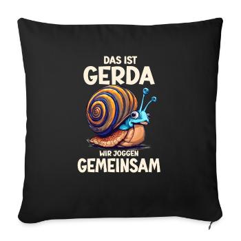Joggen Jogging Sport Schnecke Lustig Gerda - Sofakissenbezug 45 x 45 cm - Schwarz - Vorne