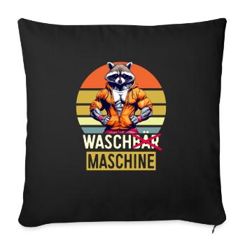 Pumpen Gym Fitness Spruch Muskeln Waschbär Spruch - Sofakissenbezug 45 x 45 cm - Schwarz - Vorne