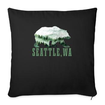 Seattle Washington Souvenir Gift - Sofa pillowcase 17,3'' x 17,3'' (45 x 45 cm) - black - Front