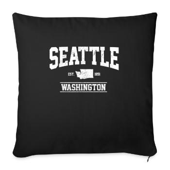 Seattle Washington Souvenir Gift - Sofa pillowcase 17,3'' x 17,3'' (45 x 45 cm) - black - Front