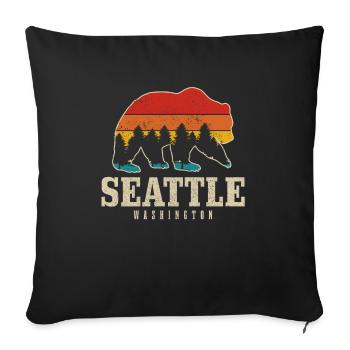 Seattle Washington Souvenir Gift - Sofa pillowcase 17,3'' x 17,3'' (45 x 45 cm) - black - Front