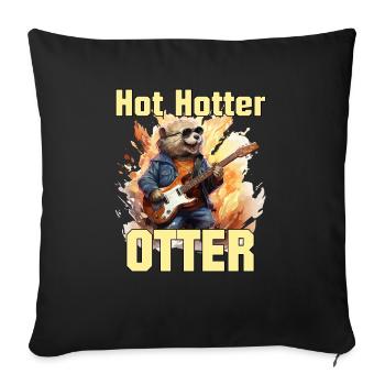 Drôle de loutre avec guitare électrique et dicton - Housse de coussin décorative 45 x 45 cm - noir - Devant