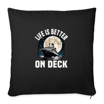 Life Is Better On Deck Cruise Ship Vacation Group - Sofa pillowcase 17,3'' x 17,3'' (45 x 45 cm) - black - Front