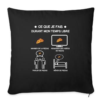 cadeau temps libre pizza - Housse de coussin décorative 45 x 45 cm - noir - Devant