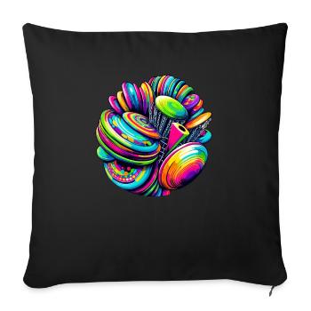 Pop Art Frisbee Disc Golf joueur volants disques - Housse de coussin décorative 45 x 45 cm - noir - Devant