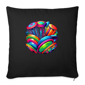Pop Art Frisbee Disc Golf joueur volants disques - Housse de coussin décorative 45 x 45 cm - noir - Devant