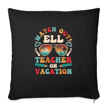 Professeur d’anglais Apprenant d’anglais Professeur d’anglais ELL - Housse de coussin décorative 45 x 45 cm - noir - Devant