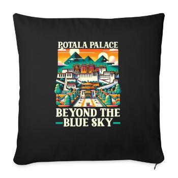 Palais du Potala Chine Voyage Vacances Chinois - Housse de coussin décorative 45 x 45 cm - noir - Devant