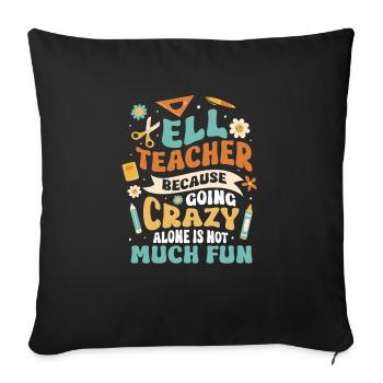 Professeur d’anglais Apprenant d’anglais Professeur d’anglais ELL - Housse de coussin décorative 45 x 45 cm - noir - Devant