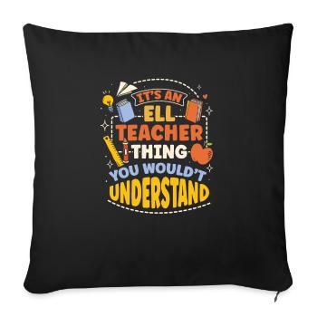 Professeur d’anglais Apprenant d’anglais Professeur d’anglais ELL - Housse de coussin décorative 45 x 45 cm - noir - Devant
