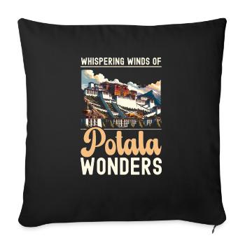 Palais du Potala Chine Voyage Vacances Chinois - Housse de coussin décorative 45 x 45 cm - noir - Devant