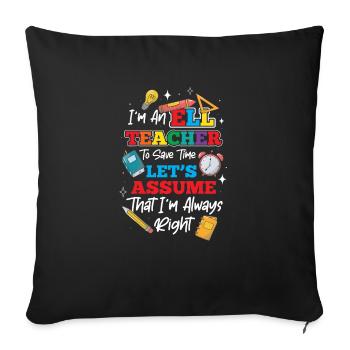 Professeur d’anglais Apprenant d’anglais Professeur d’anglais ELL - Housse de coussin décorative 45 x 45 cm - noir - Devant
