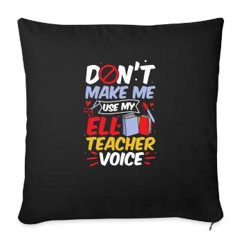 Professeur d’anglais Apprenant d’anglais Professeur d’anglais ELL - Housse de coussin décorative 45 x 45 cm - noir - Devant