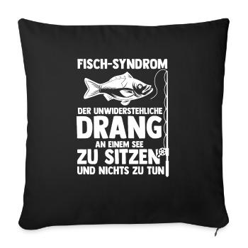 Pêcheur à la ligne Canne à pêche Pêche - Housse de coussin décorative 45 x 45 cm - noir - Devant