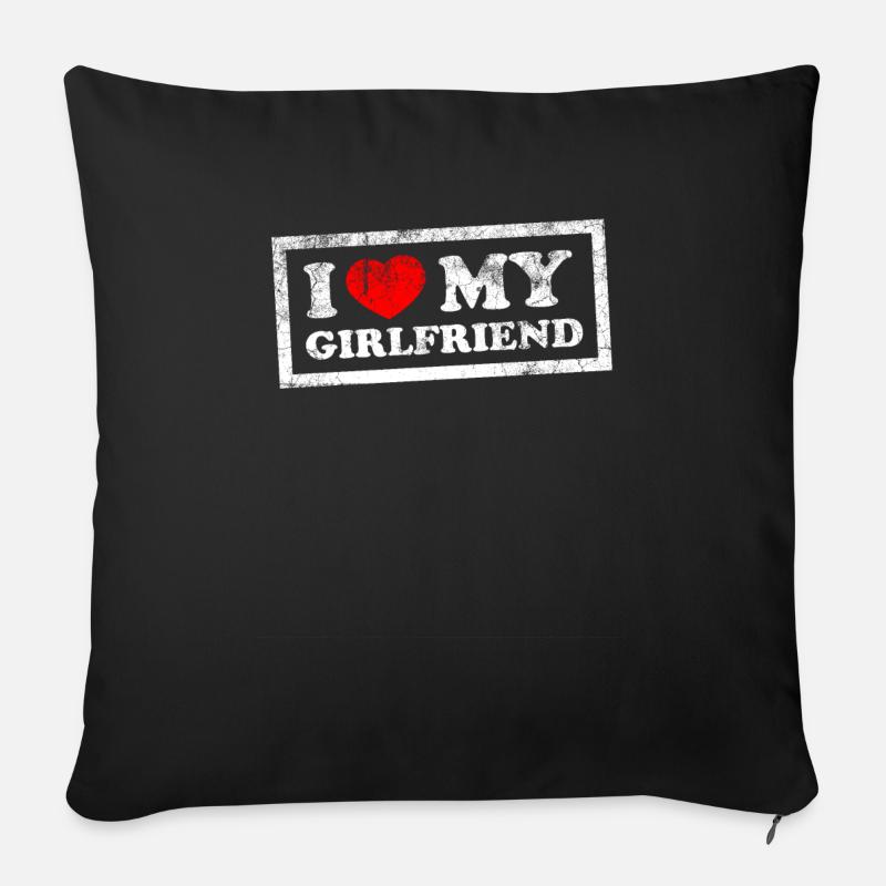 J’aime ma copine - Housse de coussin décorative 45 x 45 cm - noir