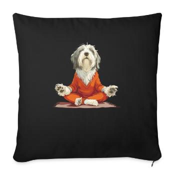 Inspirer, Expirer - Carlin, Yoga, Exercice, Sports canins - Housse de coussin décorative 45 x 45 cm - noir - Devant