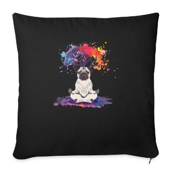 Carlin médite Lotus Siège Arbre de Vie Méditation - Housse de coussin décorative 45 x 45 cm - noir - Devant
