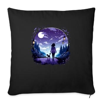 Dog Owner Dog Mom T-shirt Walk T Women - Sofa pillowcase 17,3'' x 17,3'' (45 x 45 cm) - black - Front