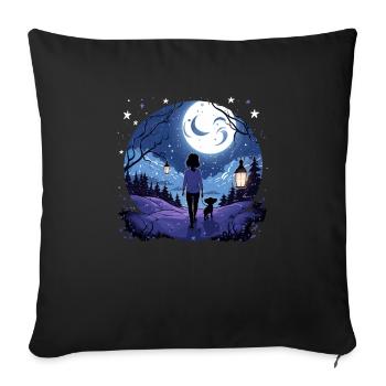 Maman chien Propriétaire de chien Ciel étoilé - Housse de coussin décorative 45 x 45 cm - noir - Devant