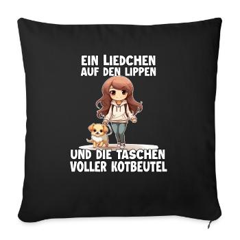Cute Dog Owner Shirt in Anime Style Dogmom - Sofa pillowcase 17,3'' x 17,3'' (45 x 45 cm) - black - Front