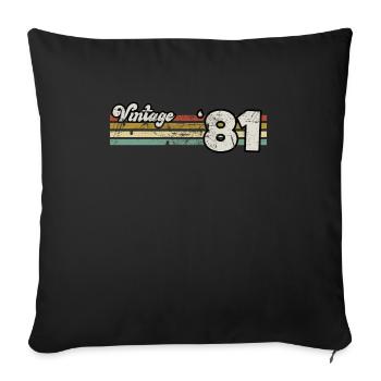 Rétro anniversaire né en 1981 slogan phrase citation - Housse de coussin décorative 45 x 45 cm - noir - Devant
