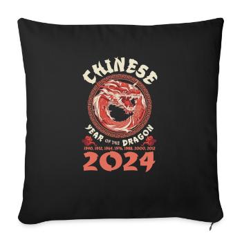 Année chinoise du Dragon 2024 Chinois - Housse de coussin décorative 45 x 45 cm - noir - Devant
