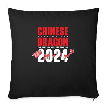 Année chinoise du Dragon 2024 Chinois - Housse de coussin décorative 45 x 45 cm - noir - Devant