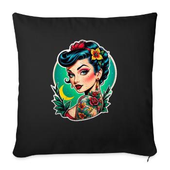 Rockabilly / Pin-up / Années 50 - Housse de coussin décorative 45 x 45 cm - noir - Devant
