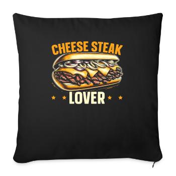 Steak au fromage Amateur de nourriture American Sandwhich Foodie - Housse de coussin décorative 45 x 45 cm - noir - Devant