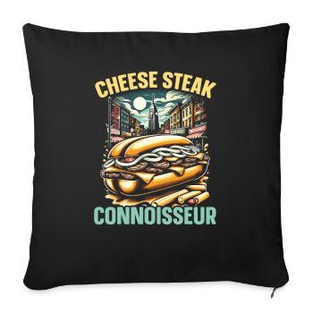 Cheese Steak Food Lover American Sandwhich Foodie - Sofa pillowcase 17,3'' x 17,3'' (45 x 45 cm) - black - Front