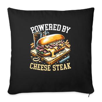 Cheese Steak Food Lover American Sandwhich Foodie - Sofa pillowcase 17,3'' x 17,3'' (45 x 45 cm) - black - Front