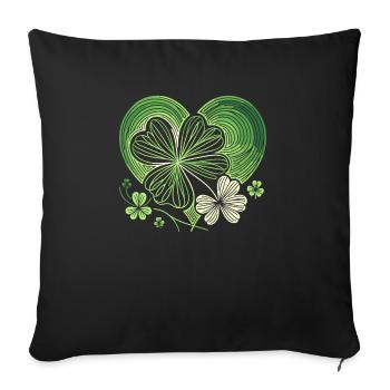 Shamrock coeur irlandais St Patricks Day manigances - Housse de coussin décorative 45 x 45 cm - noir - Devant