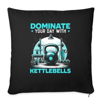 Kettlebell Workout Fitness Journey Bodybuilder - Sofa pillowcase 17,3'' x 17,3'' (45 x 45 cm) - black - Front