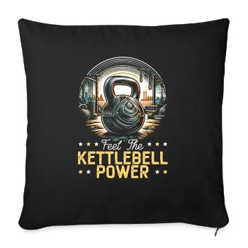Kettlebell Workout Fitness Journey Bodybuilder - Sofa pillowcase 17,3'' x 17,3'' (45 x 45 cm) - black - Front