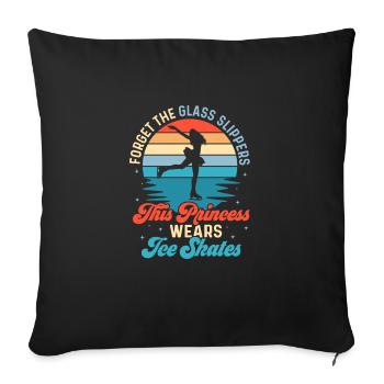 Glace enchantée : là où les patins battent les pantoufles - Housse de coussin décorative 45 x 45 cm - noir - Devant