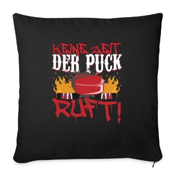Eishockey Eishockeyspieler Puck - Sofakissenbezug 45 x 45 cm - Schwarz - Vorne