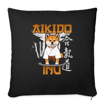 aikido inu akita inu funny aikido japanese mma - Sofa pillowcase 17,3'' x 17,3'' (45 x 45 cm) - black - Front
