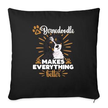 Bernedoodle Hund - Sofakissenbezug 45 x 45 cm - Schwarz - Vorne