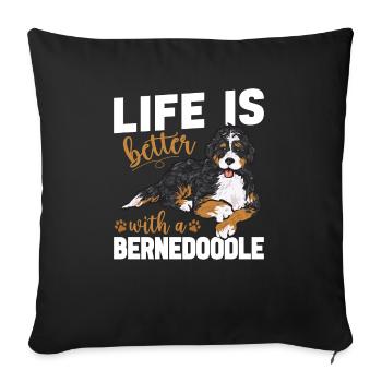 Bernedoodle Dog - Sofa pillowcase 17,3'' x 17,3'' (45 x 45 cm) - black - Front
