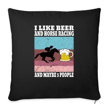 J’aime la bière et les courses de chevaux et peut-être - Housse de coussin décorative 45 x 45 cm - noir - Devant