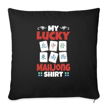 Gift for Mahjong Fans - Sofa pillowcase 17,3'' x 17,3'' (45 x 45 cm) - black - Front